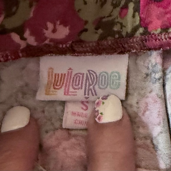 LuLaRoe Floral Midi Skirt - Pink and Green - Picture 4 of 4